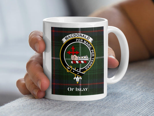 MacDonald Clan Crest Green Tartan Plaid Of Islay Mug - Living Stone Gifts