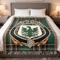 MacEniry Irish National Tartan woven blanket with family crest emblem
