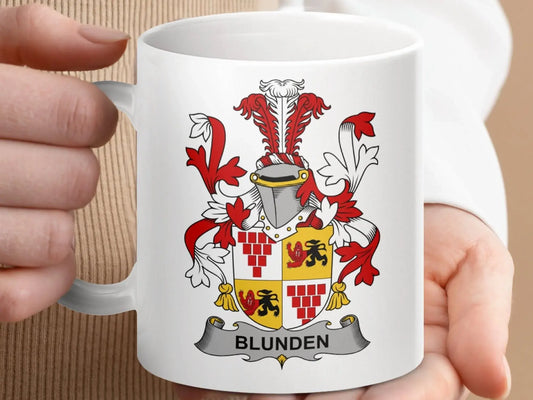 Blunden Family Coat of Arms Personalized Mug - Celtic Ancestry Gifts