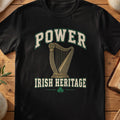 Power Irish Heritage black Gildan 64000 T-shirt with Celtic harp design