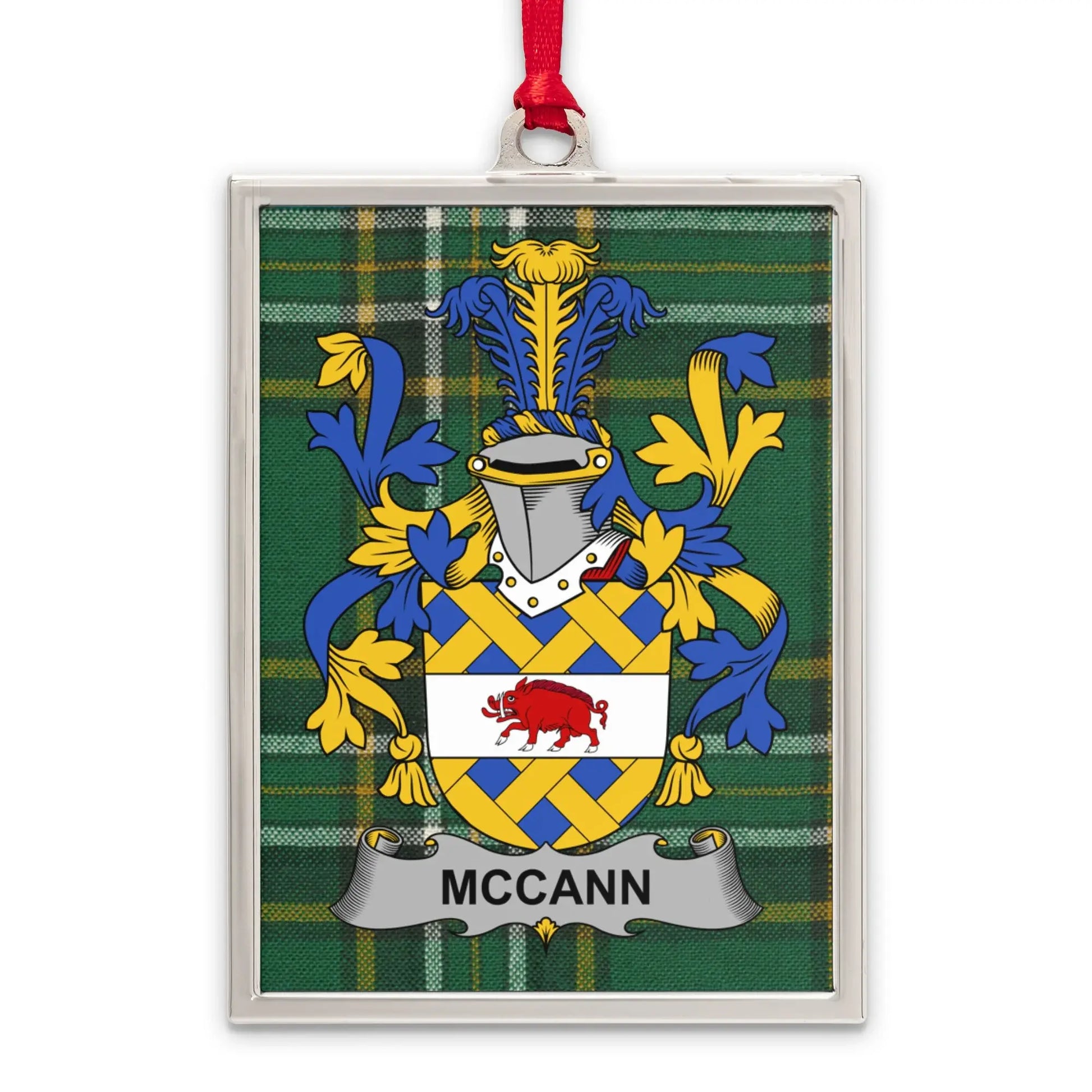 McCann Family Crest Plaid Green Holiday Ornament product
