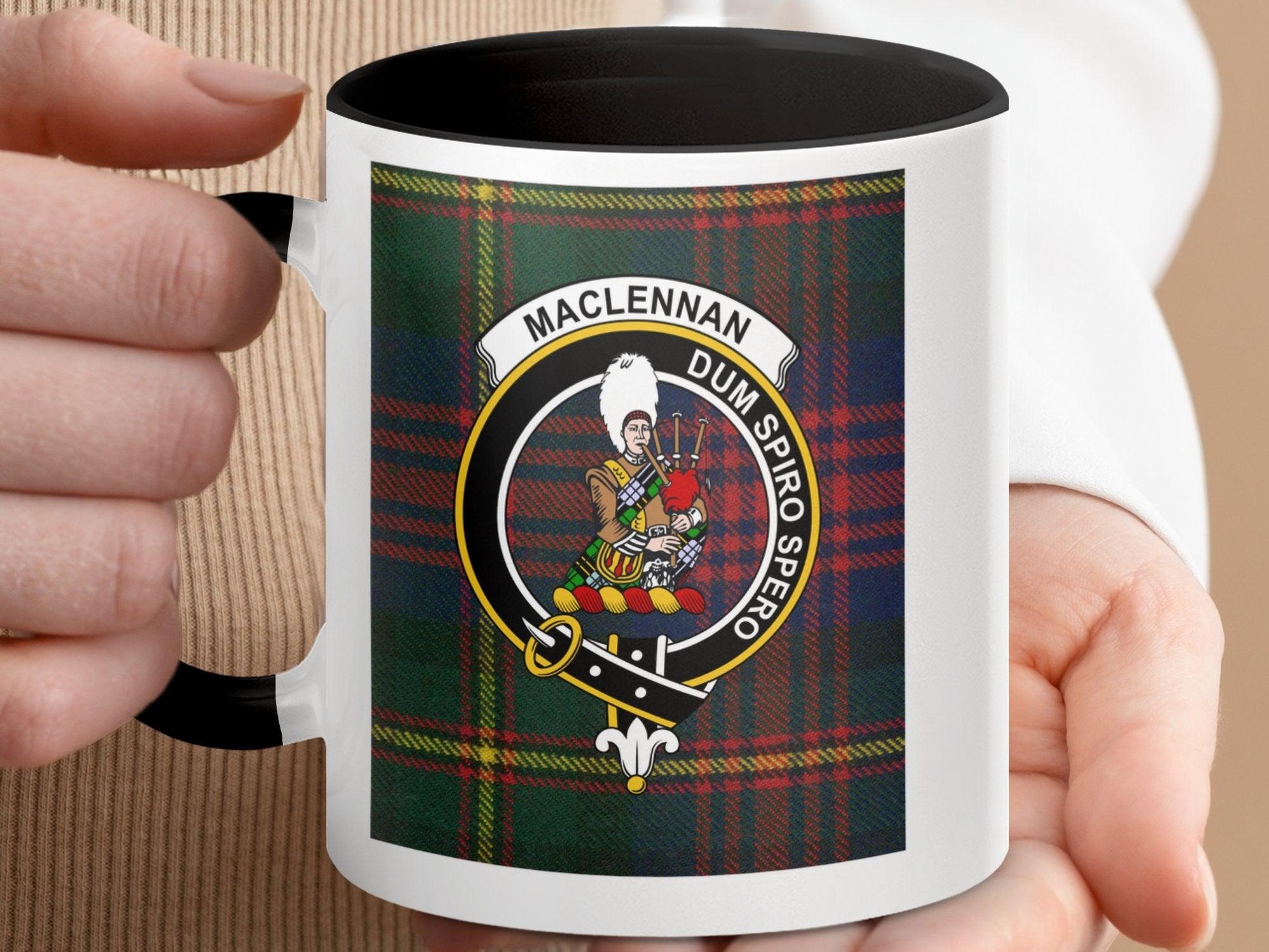 Maclennan Clan Crest Tartan Plaid Pattern Coffee Mug - Living Stone Gifts