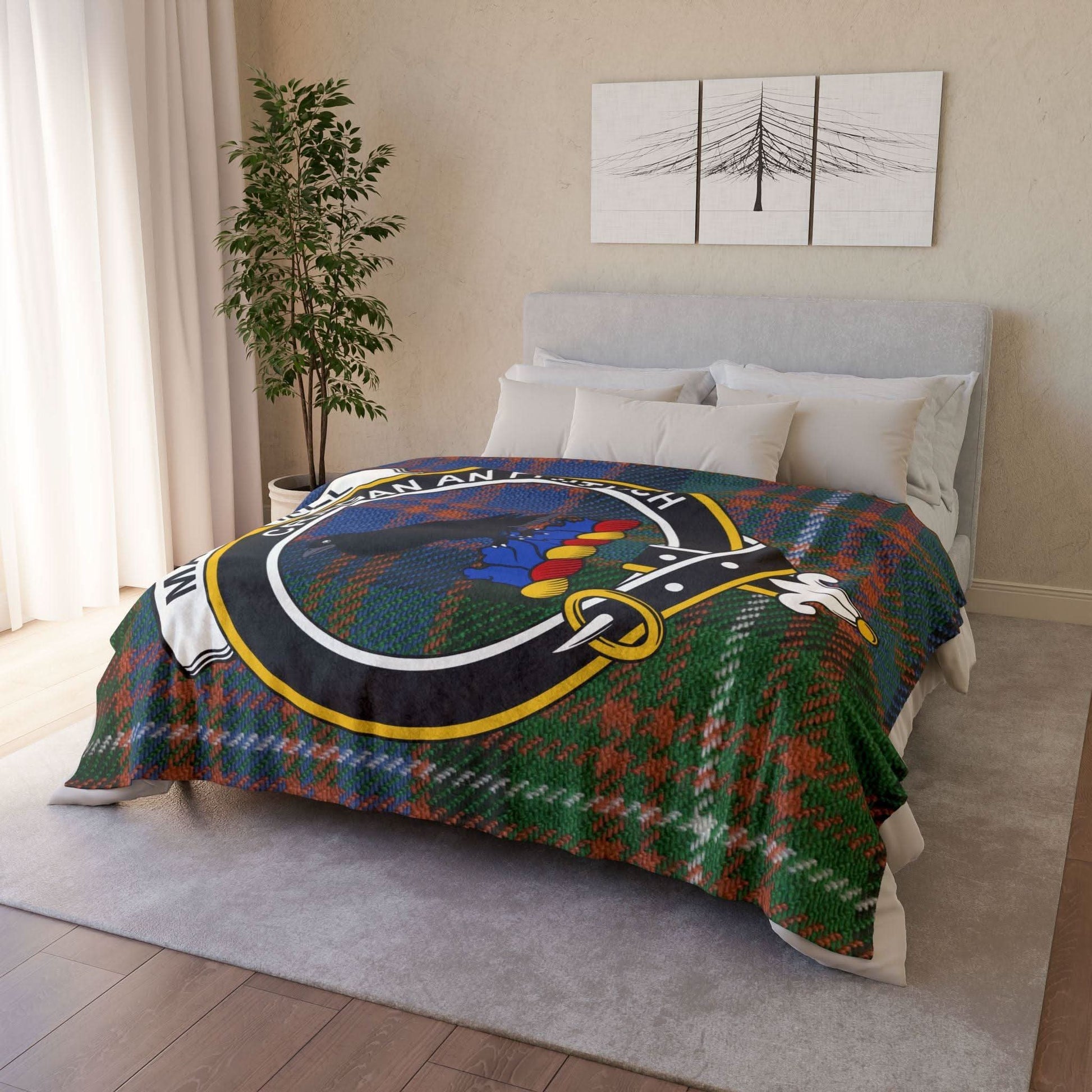 MacDonell Clan Tartan Blanket – Scottish Crest Throw, Soft & Cozy - Celtic Ancestry Gifts