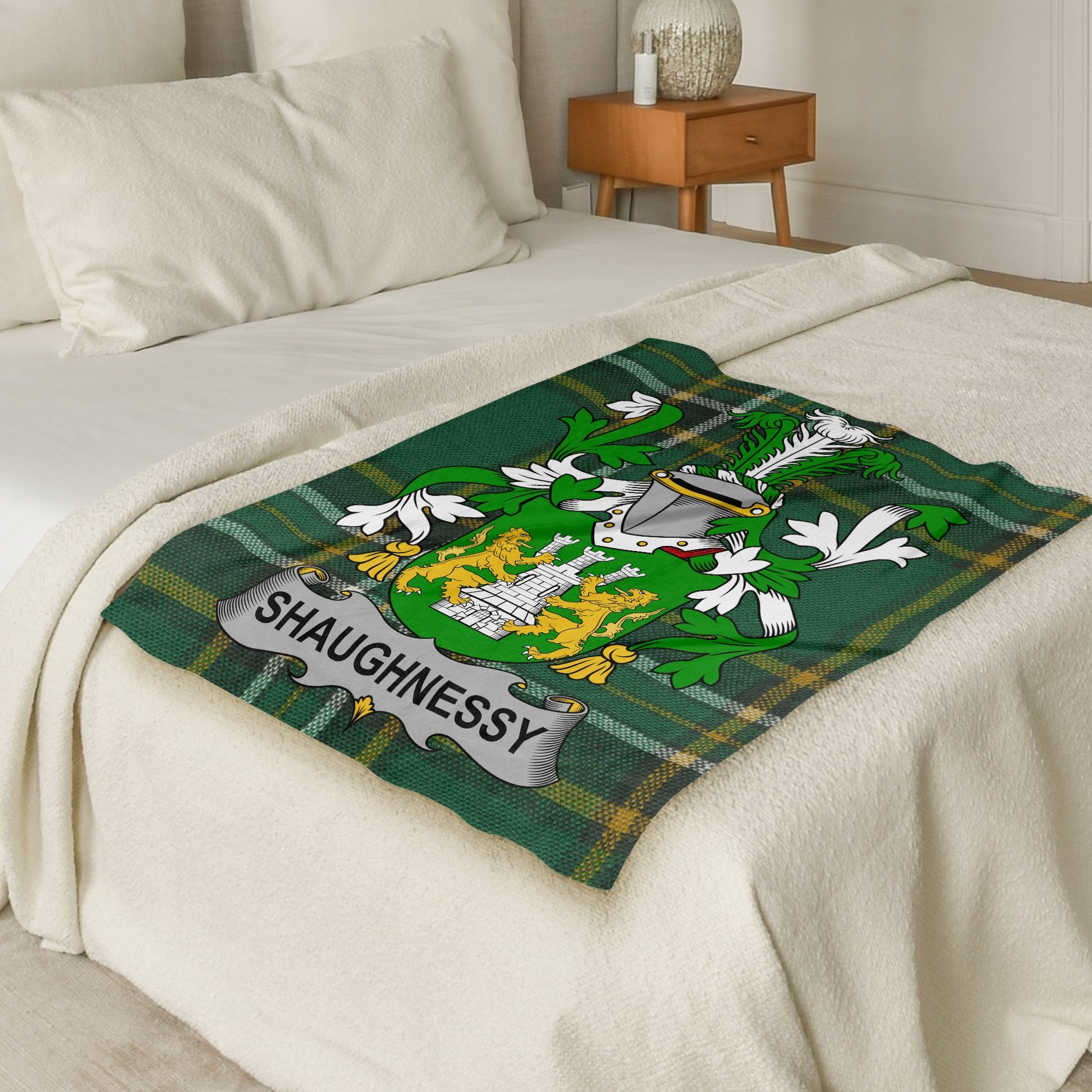 Shaughnessy Surname Irish Tartan Throw Blanket - Living Stone Gifts