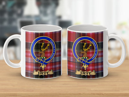 Clan Duff Scottish Tartan Crest Design Mug - Living Stone Gifts