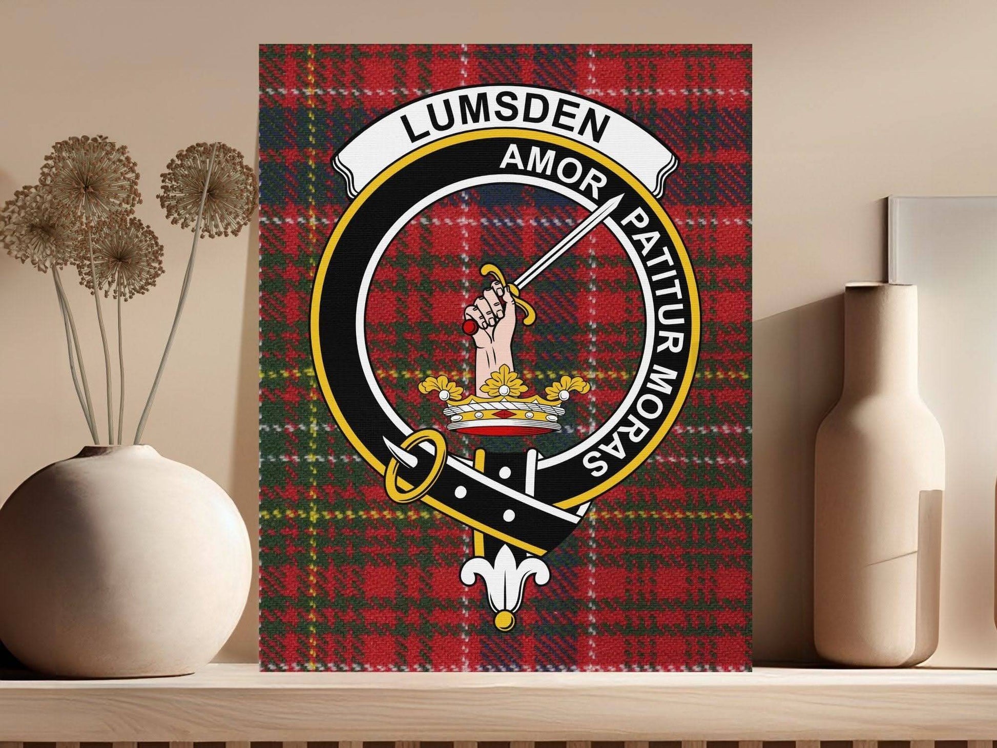 Lumsden Amor Patitur Moras Crest Canvas - Celtic Ancestry Gifts