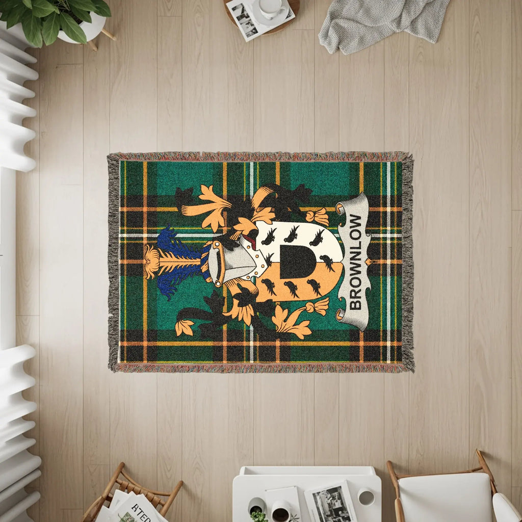 Brownlaw Family Crest Green Tartan Plaid Woven Throw product type