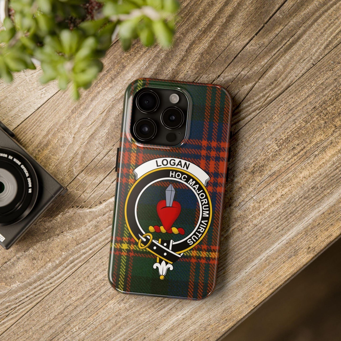 Logan Scottish Clan Crest Tartan Background Cell Phone Case - Celtic Ancestry Gifts