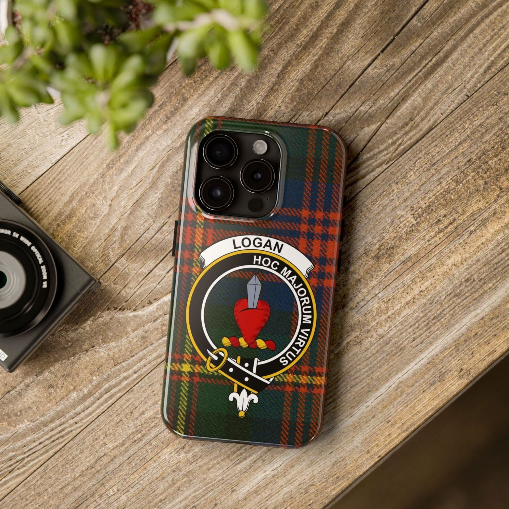 Logan Scottish Clan Crest Tartan Background Cell Phone Case - Celtic Ancestry Gifts
