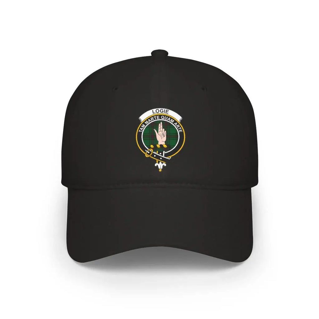 Stylish Black Logie Clan Crest Embroidered Cap