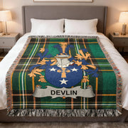 Devlin Irish Heritage Woven Blanket | O'Devlin Family Crest Throw