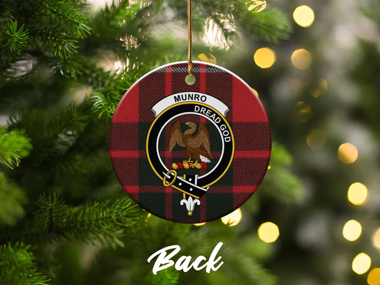 Munro Dread God Family Crest Plaid Christmas Ornament product