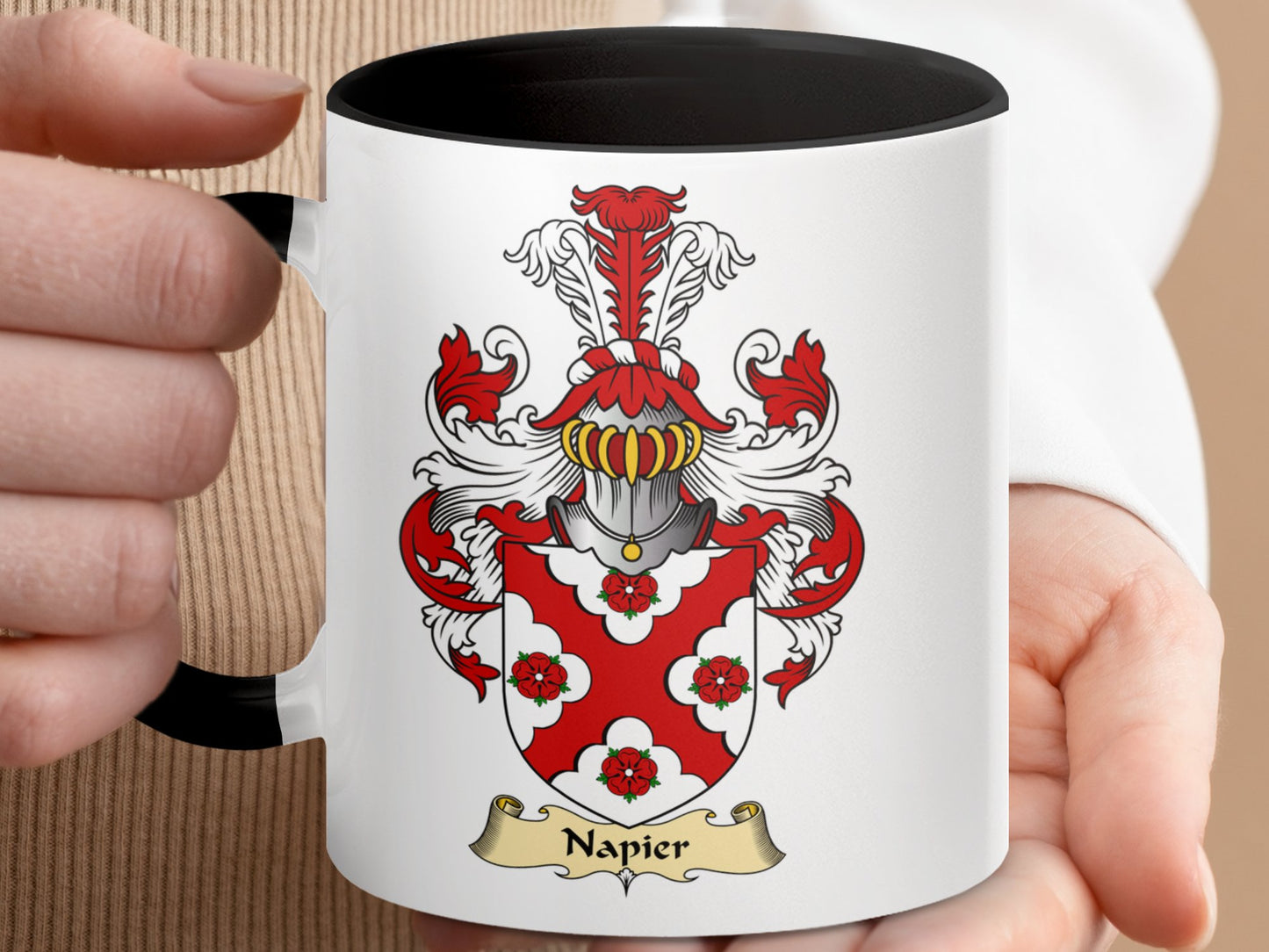 Napier Clan Family Crest Coat of Arms Emblem Mug - Living Stone Gifts