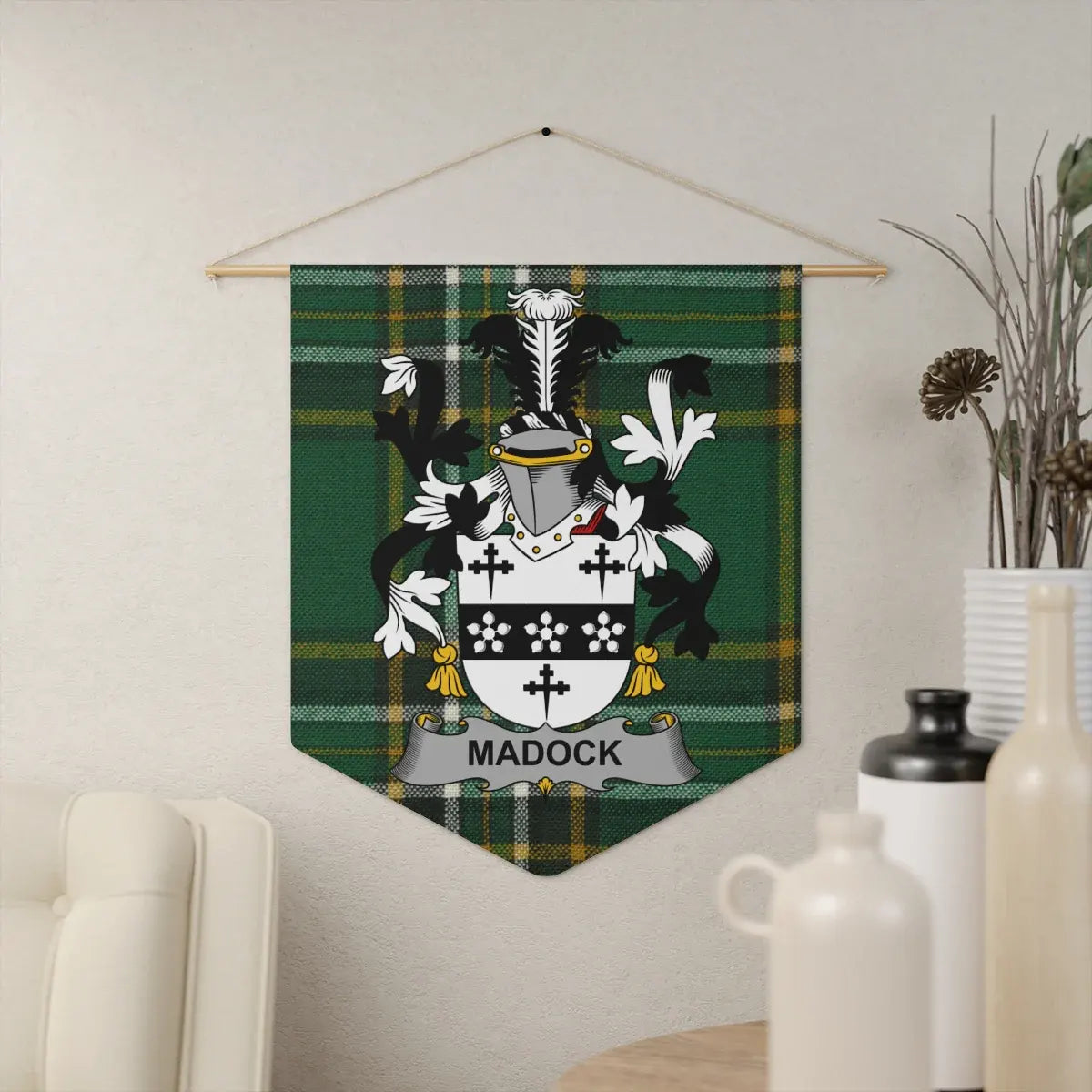 Family Heritage Plaid Crest Print Wall Hanging product