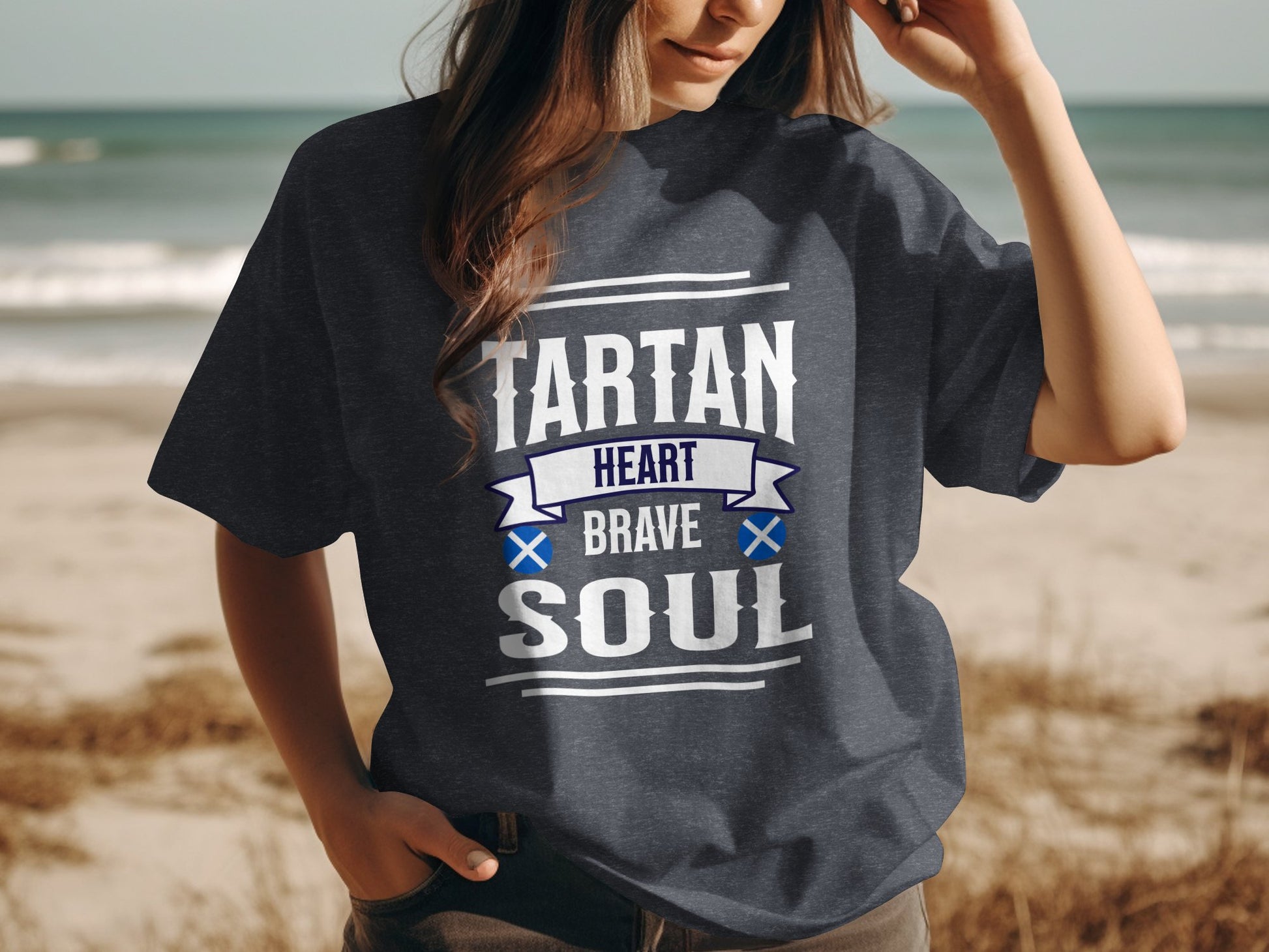 Tartan Heart Brave Soul Graphic Printed T-Shirt - Living Stone Gifts