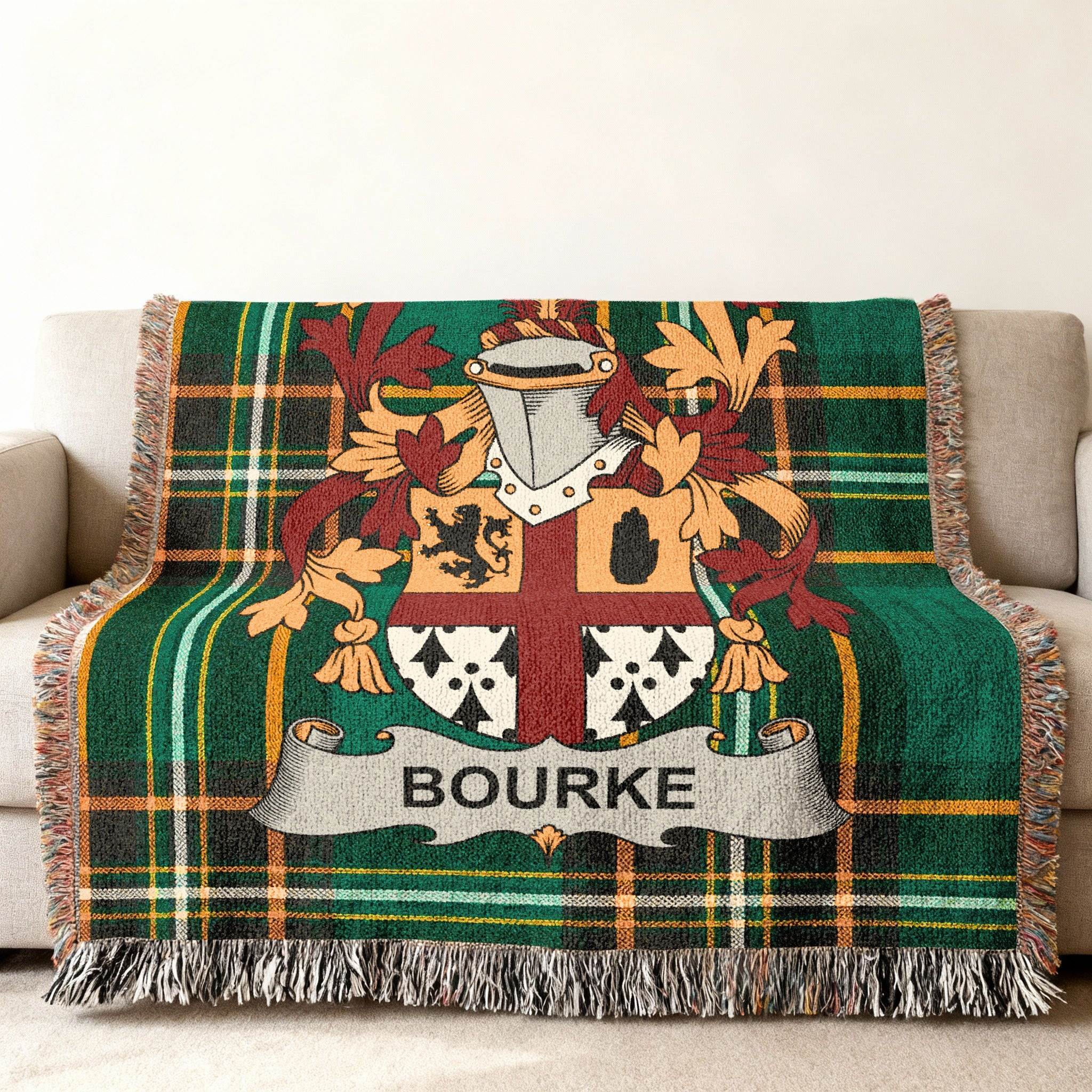 Bourke Family Crest Green Tartan Plaid product type