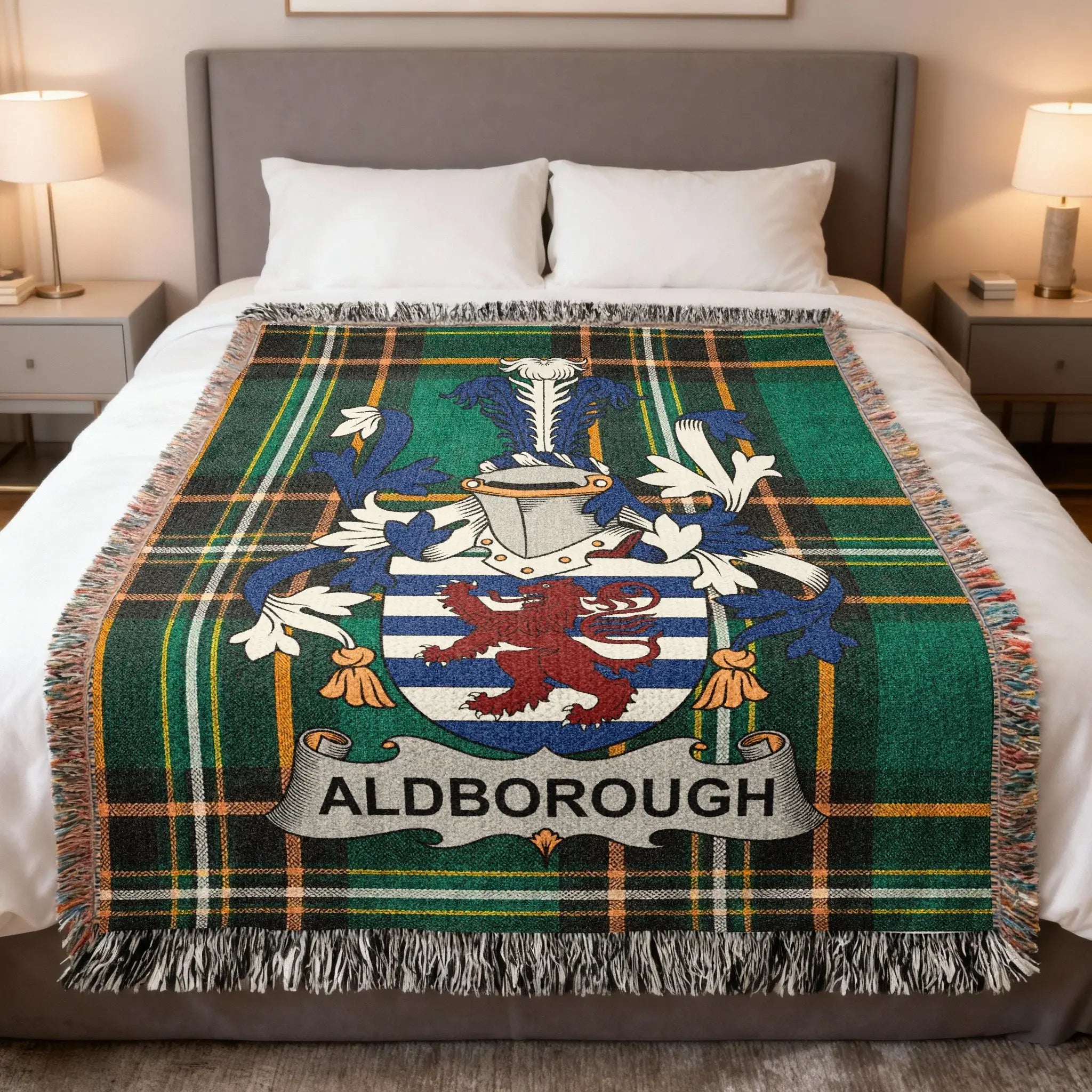 Aldborough Tartan Green Coat Arms Blanket product type