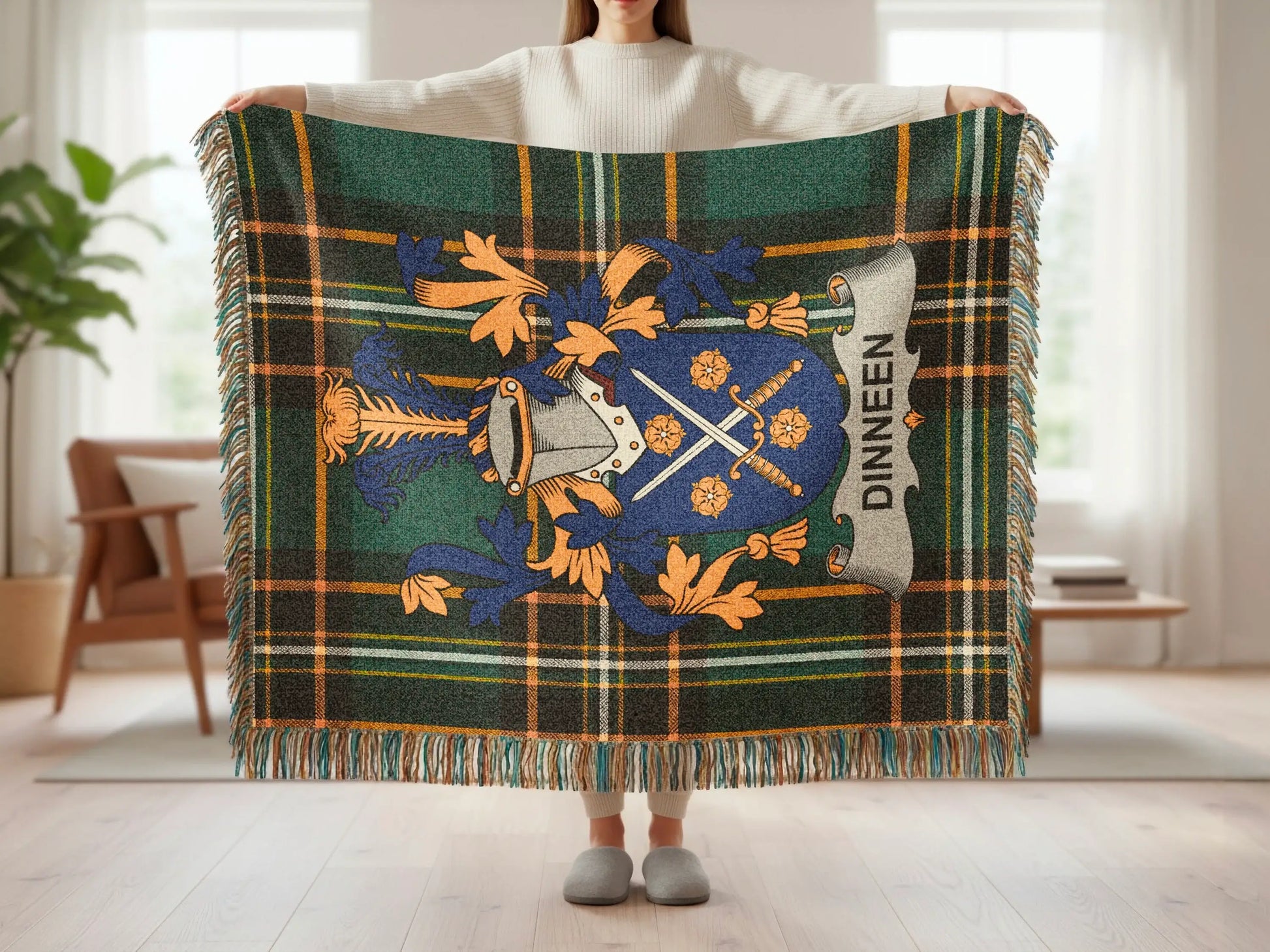 Dinneen Family Crest Plaid Woven Blanket product type