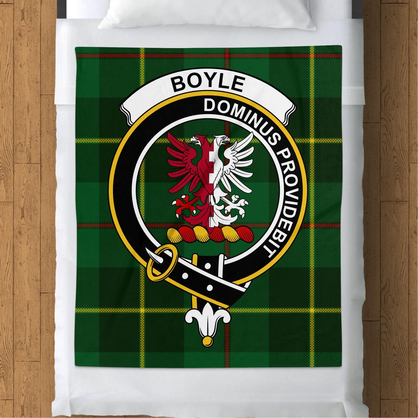 Scottish Clan Boyle Crest Tartan Throw Blanket - Living Stone Gifts