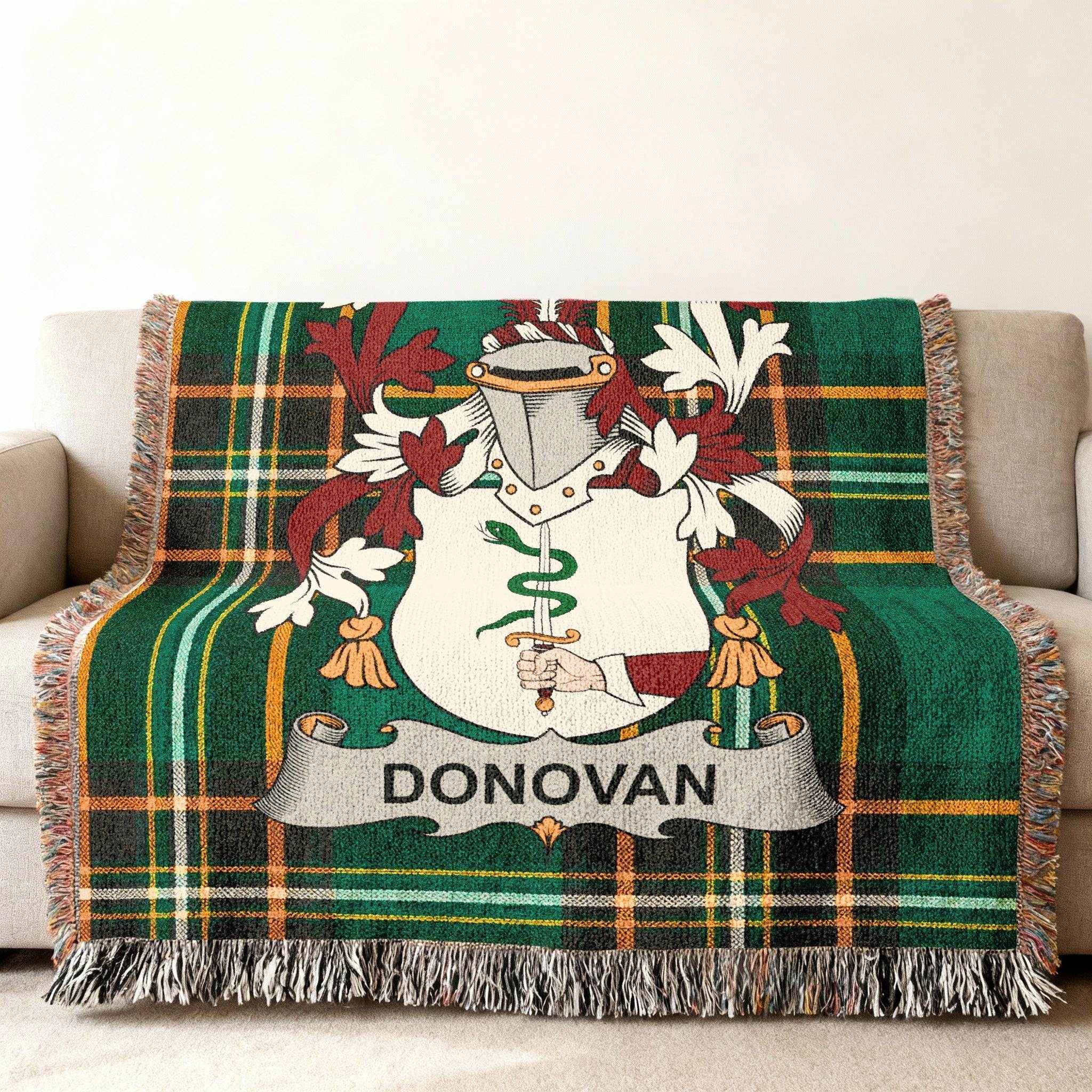 Donovan Family Crest Tartan Plaid Throw Blanket product type