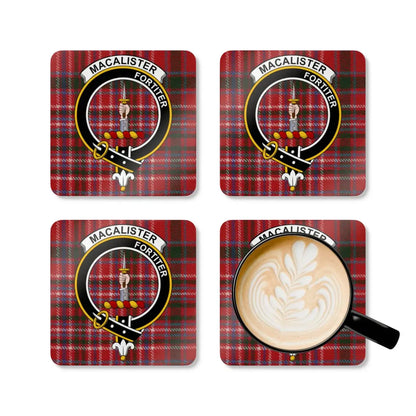 Macalister Fortier Crest Red Plaid Drink Coasters product type