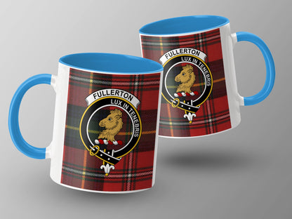 Clan Fullerton Scottish Tartan Crest Mug - Living Stone Gifts