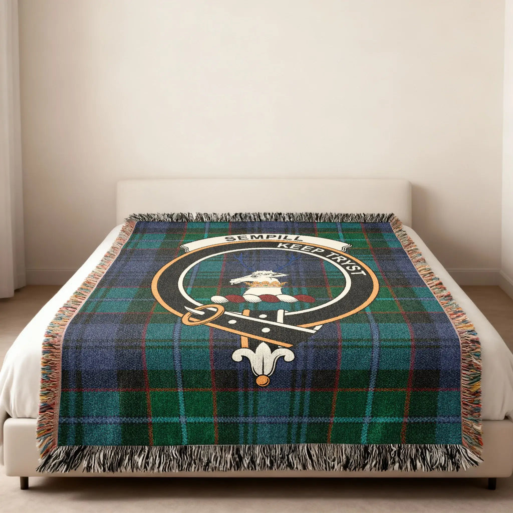 Sempill Crest Design Blanket with Tartan Pattern