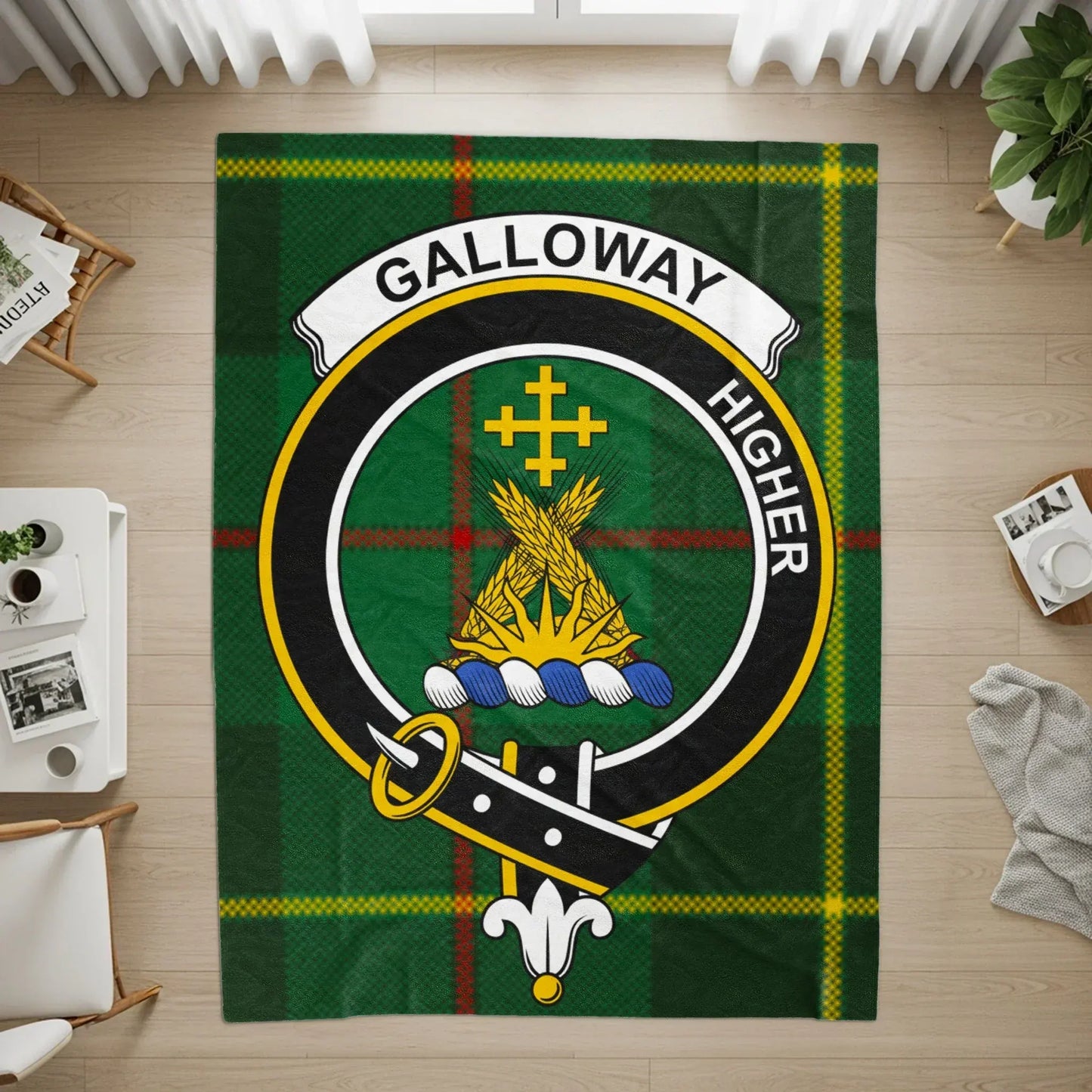 Galloway Higher Family Crest Tartan Plaid Blanket product