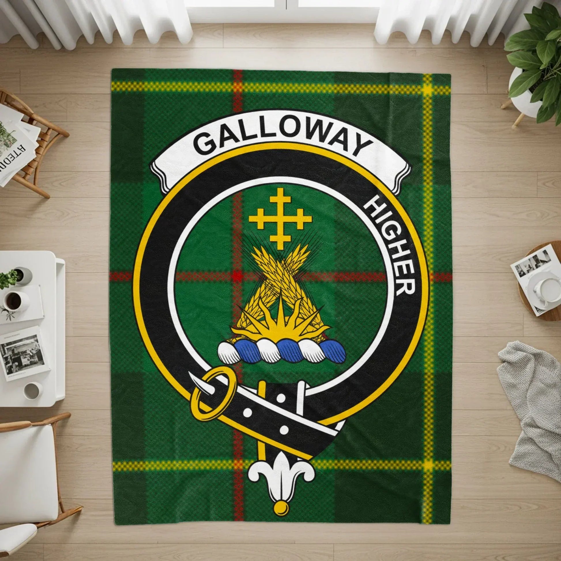 Galloway Higher Family Crest Tartan Plaid Blanket product