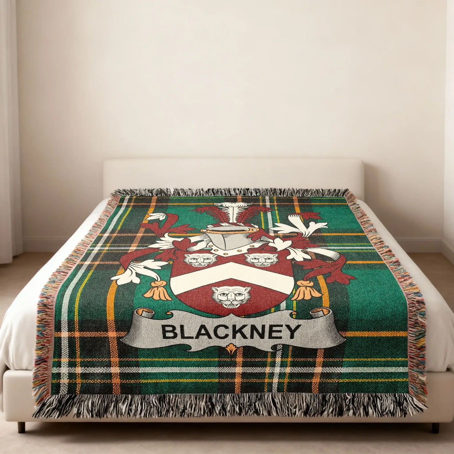 Blackney Coat Arms Green Plaid Blanket product type
