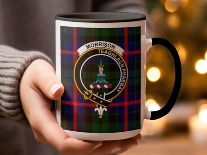 Morrison Clan Crest Tartan Design Ceramic Mug - Living Stone Gifts