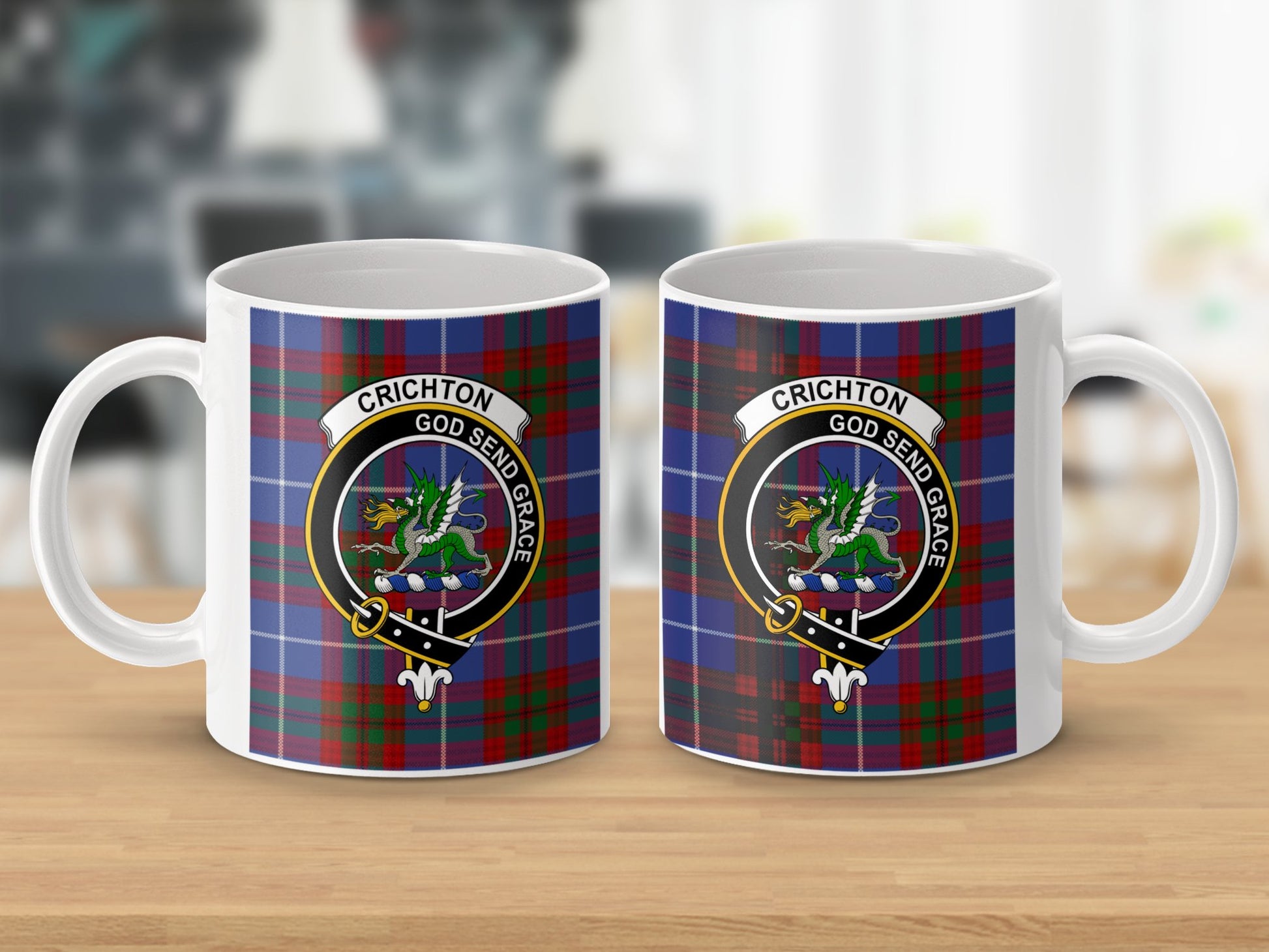 Clan Crichton Scottish Tartan Crest Mug - Living Stone Gifts