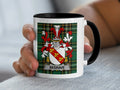 Mug with tartan pattern and the Segrave coat of arms.