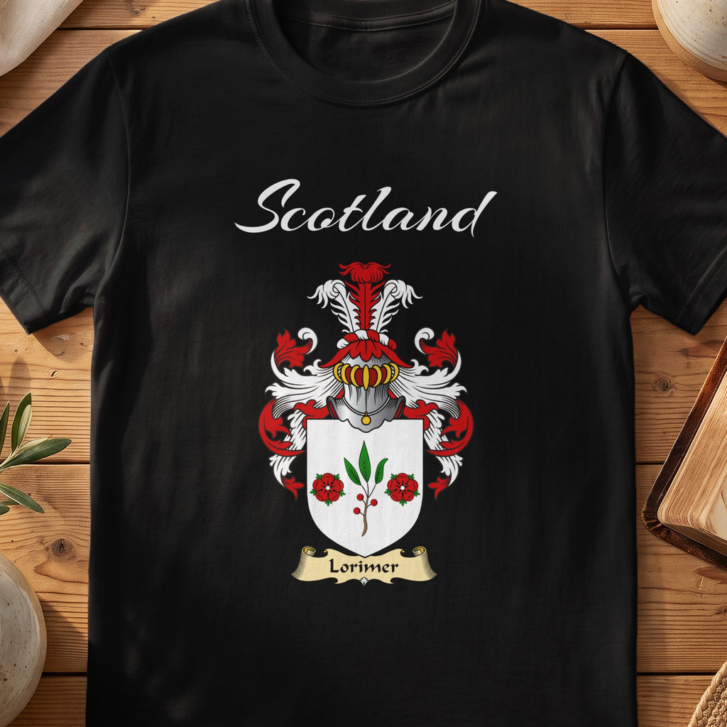 Lorimer Scottish family shield T-shirt in Black