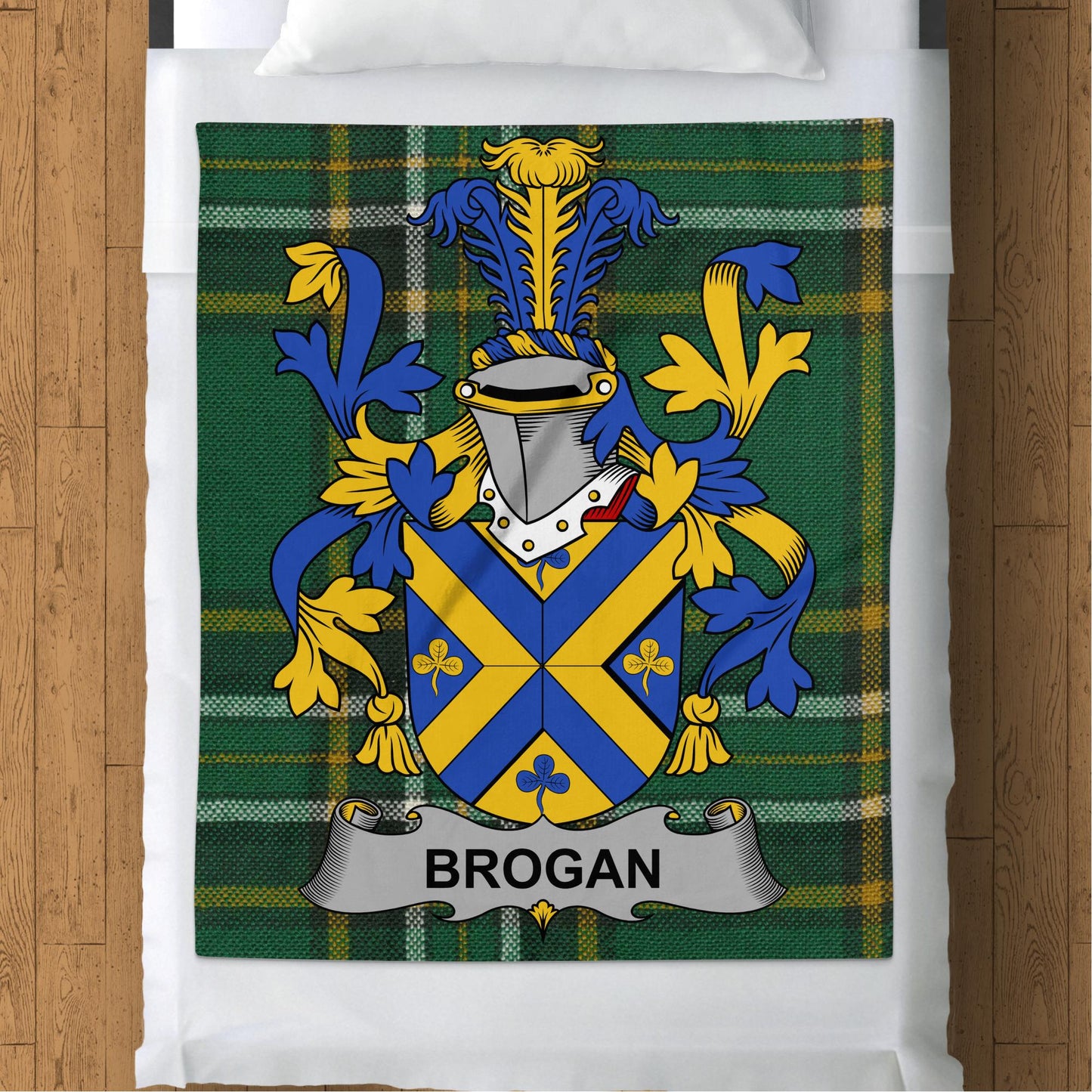 Brogan Surname Irish Tartan Throw Blanket - Living Stone Gifts