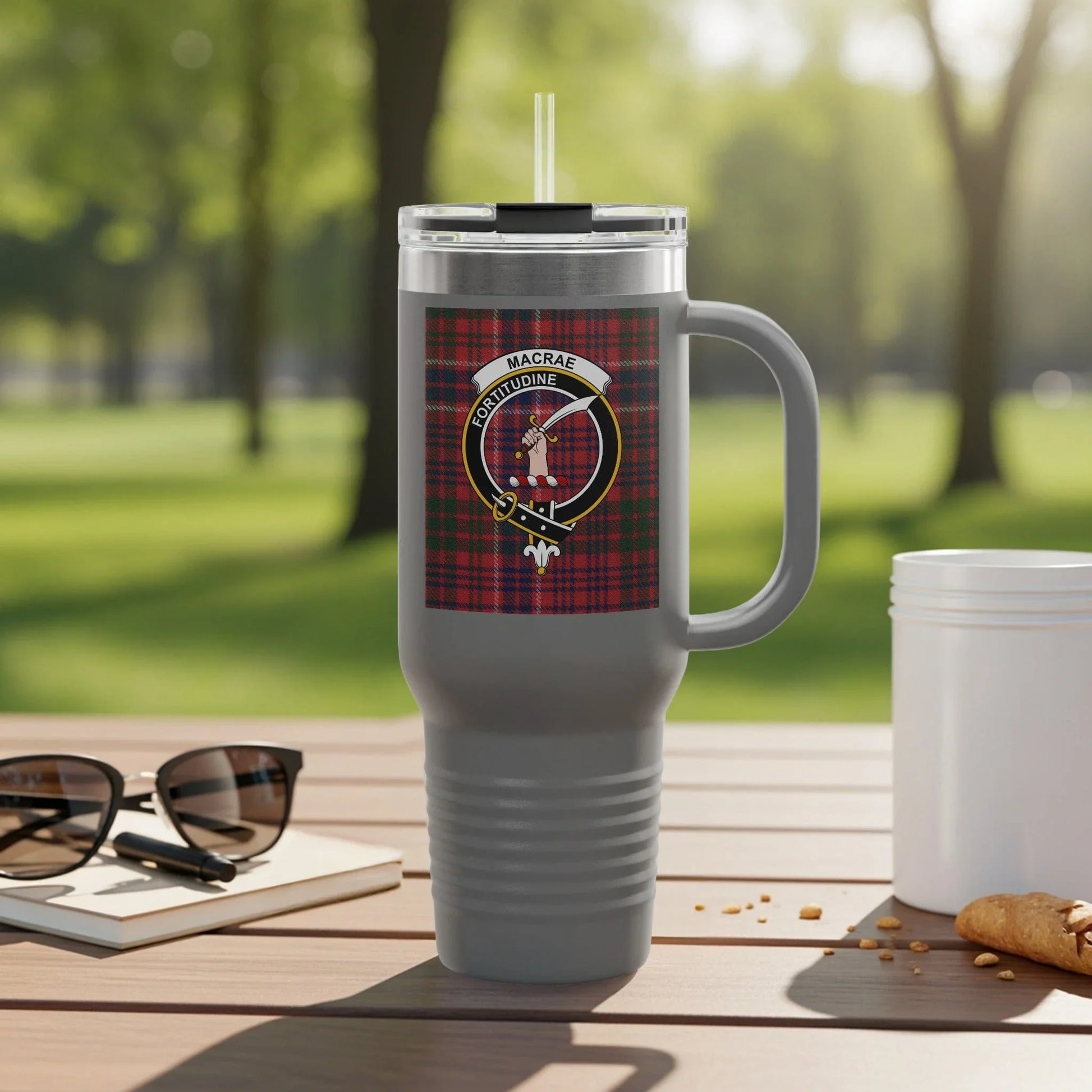 MacRae Crest Grey Tartan Insulated Drinkware Product