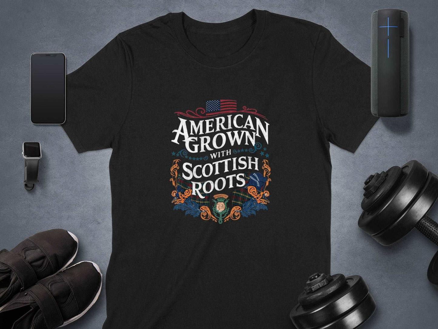 American Grown With Scottish Roots T-Shirt - Living Stone Gifts