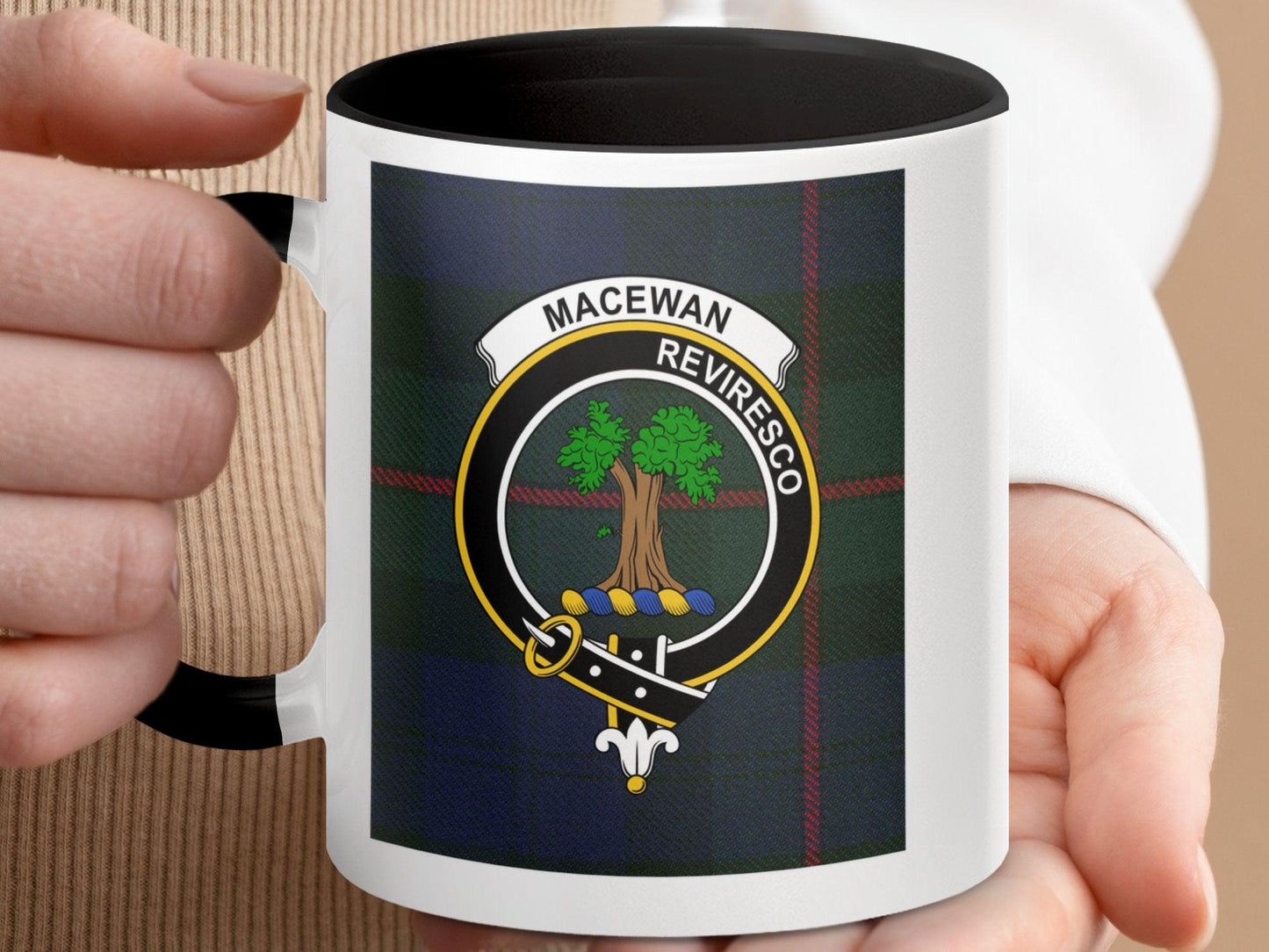 Scottish Clan MacEwan Crest Tartan Plaid Design Mug - Living Stone Gifts