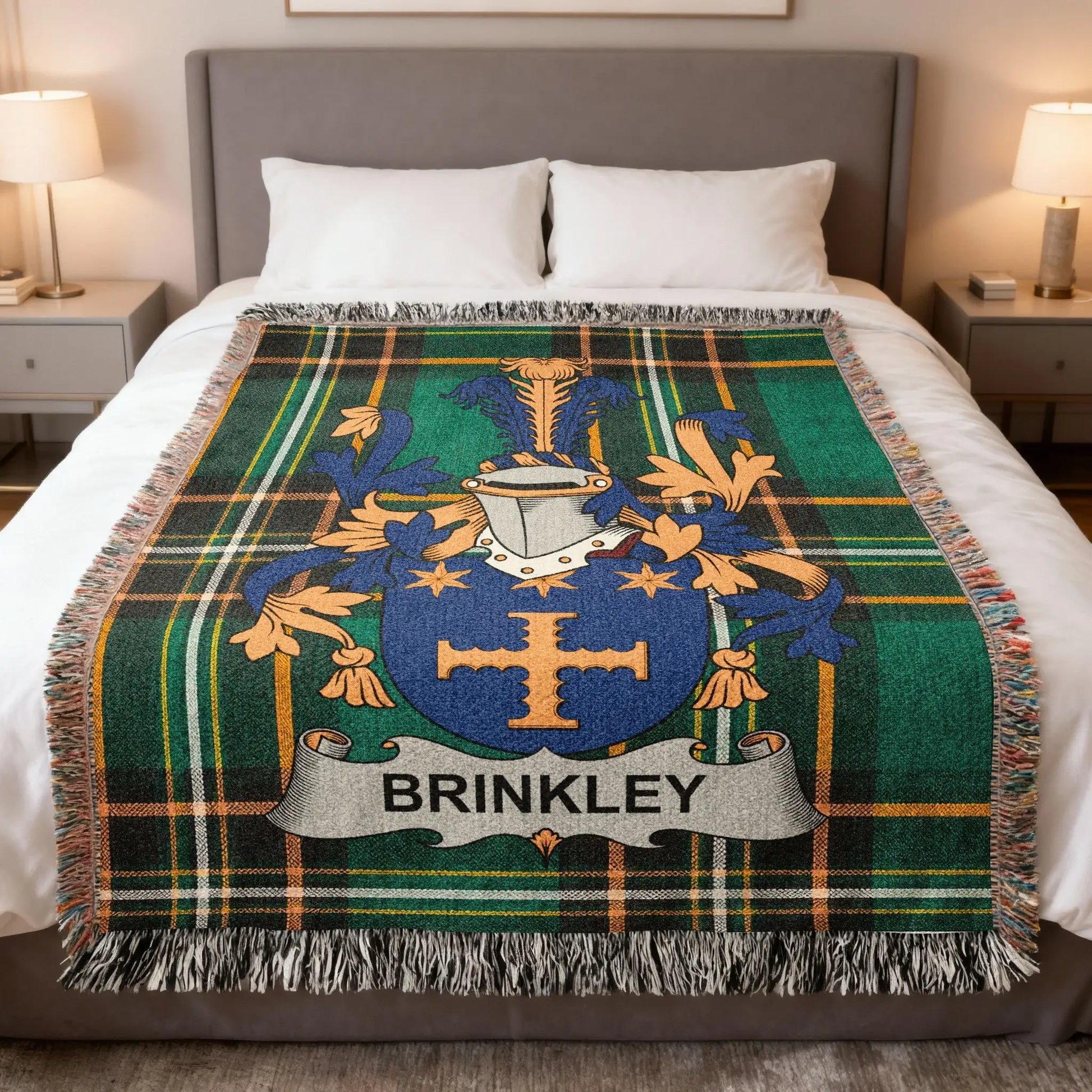 Brinkley Family Crest Blue Green Tartan Throw product type