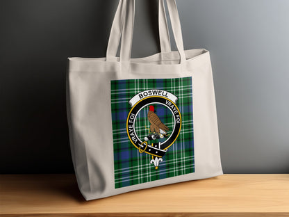 Boswell clan Scottish Tartan Crest Tote Bag - Living Stone Gifts