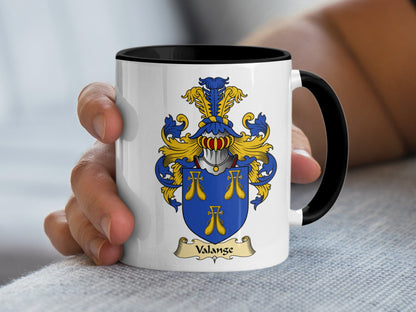 Valange Family Heraldry Crest Scottish Coat of Arms Mug - Living Stone Gifts