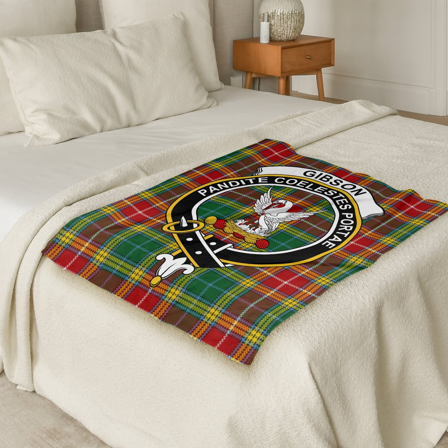 Scottish Clan Gibson Crest Tartan Blanket - Living Stone Gifts