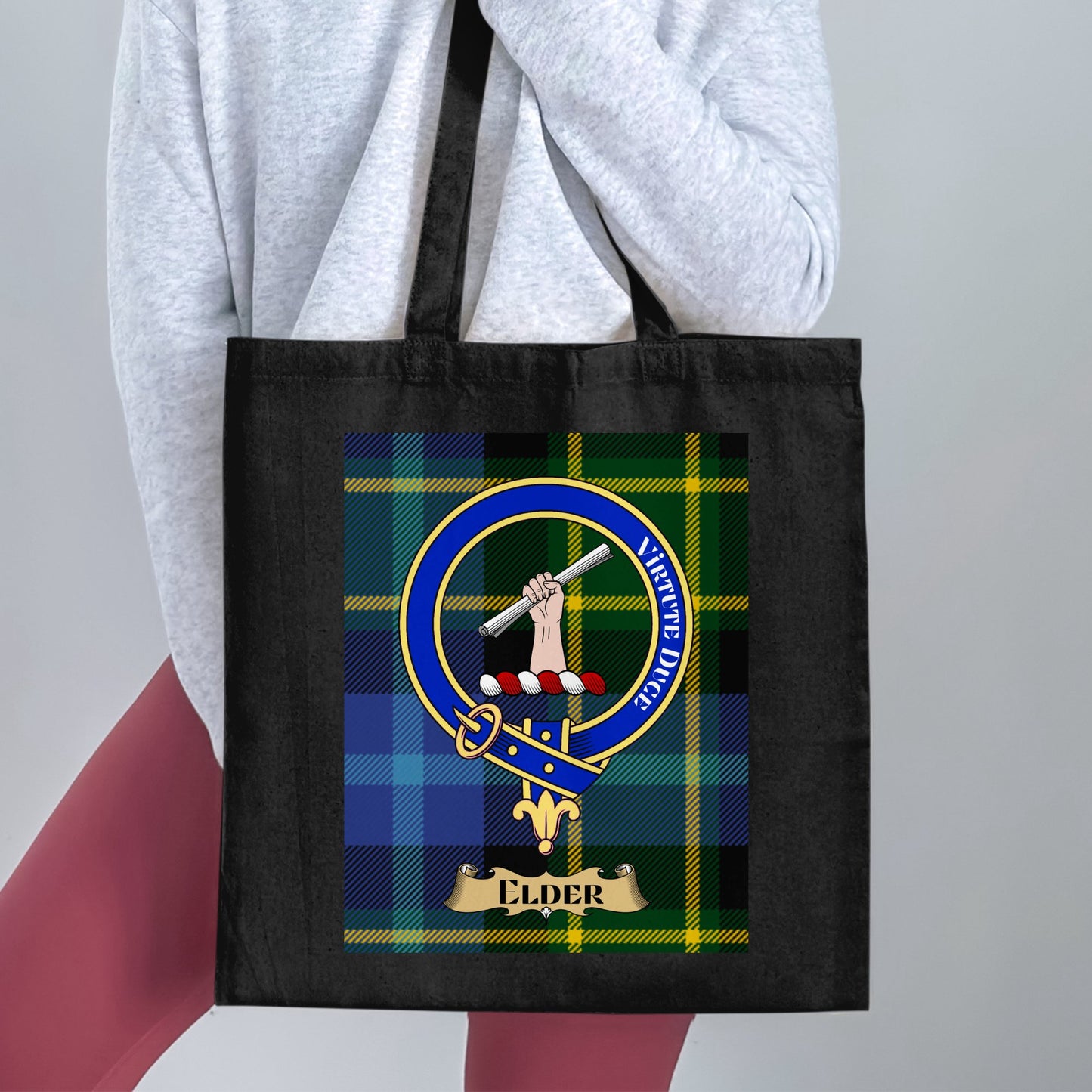 Elder Scottish Clan Crest Tartan Tote Bag - Living Stone Gifts