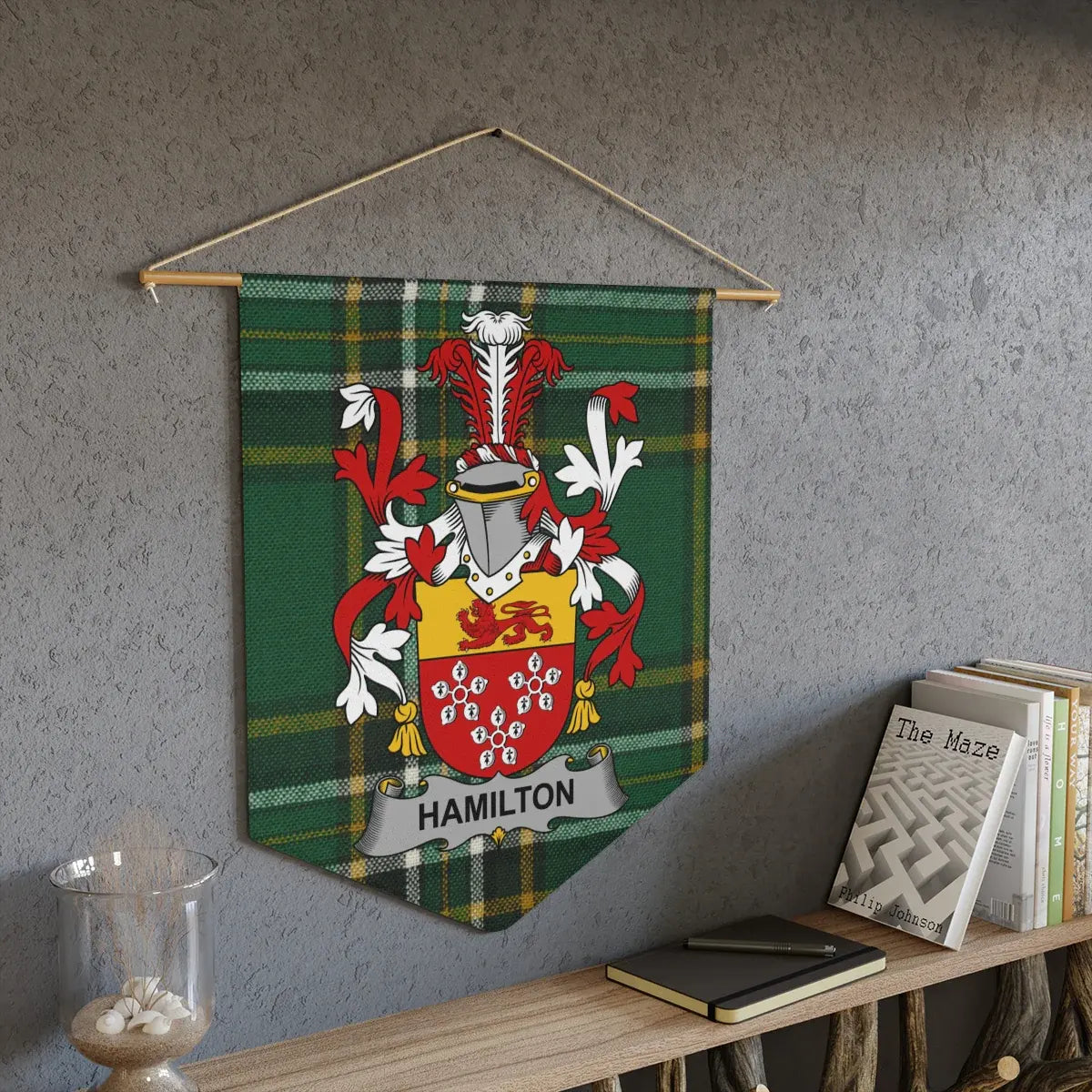Hamilton Family Crest Tartan hanging wall banner product