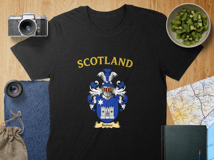 Scotland Crest Design Printed on Black T-Shirt product type