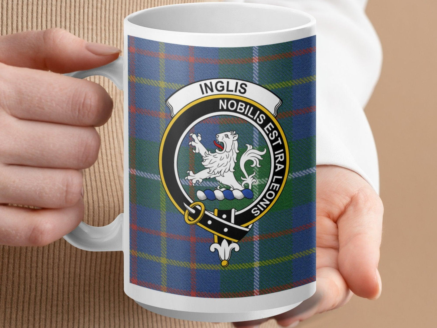 Clan Inglis Tartan Plaid Crest Design Coffee Mug - Living Stone Gifts