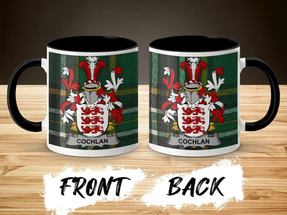 Cochlan Surname Family Crest Irish Tartan Mug - Celtic Ancestry Gifts