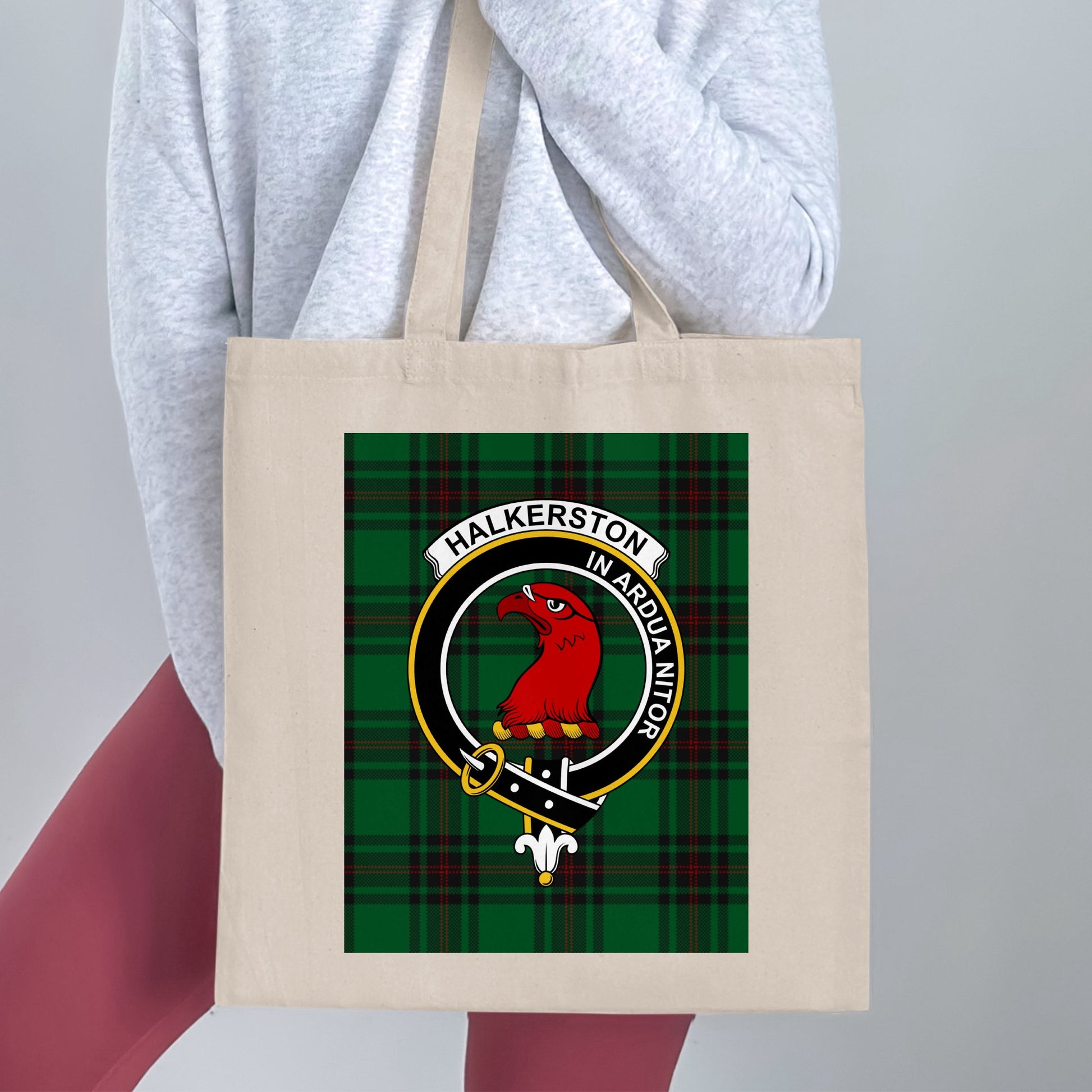 Halkerston Clan Scottish Crest Tartan Tote Bag - Living Stone Gifts