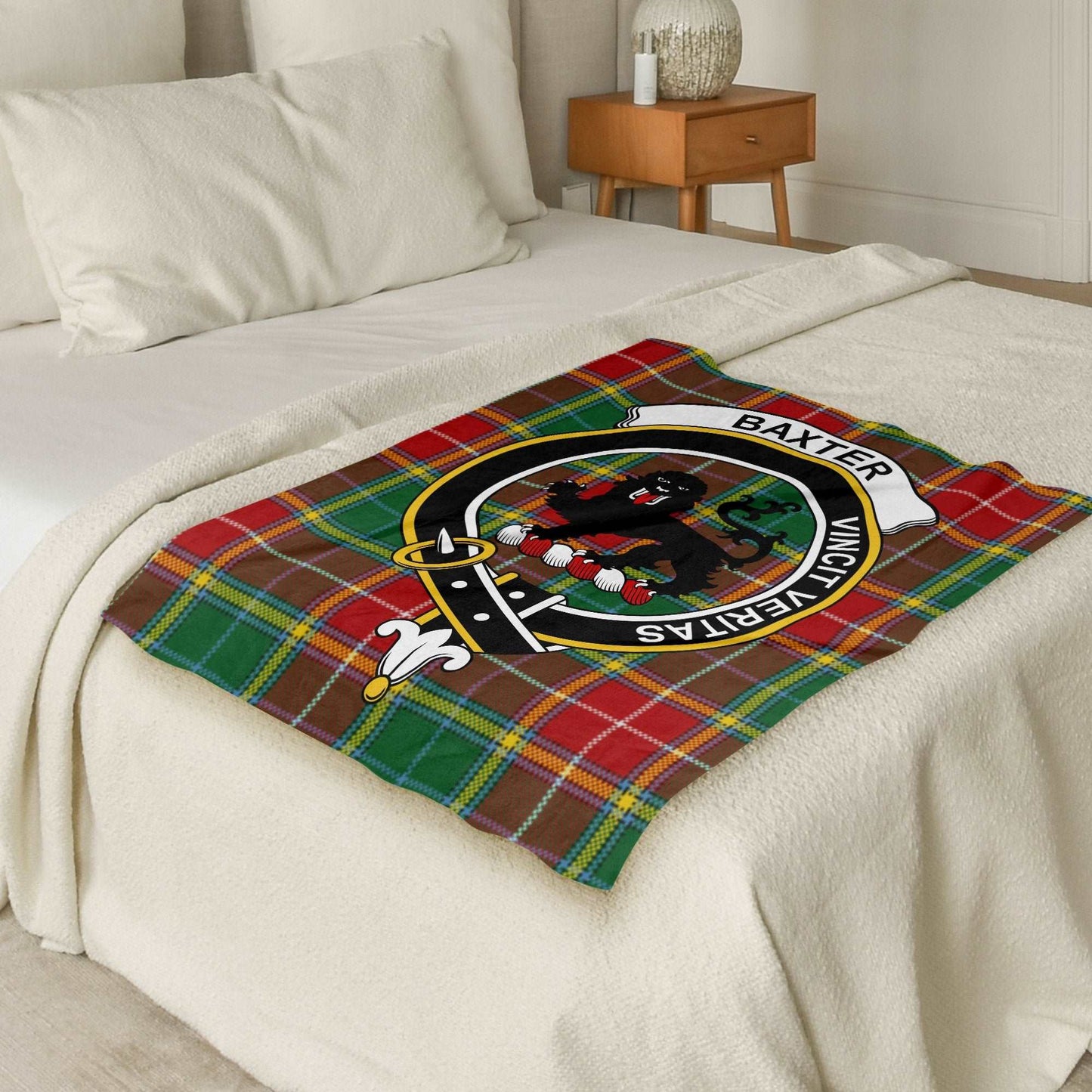 Baxter Scottish Tartan Crest Throw Blanket - Living Stone Gifts