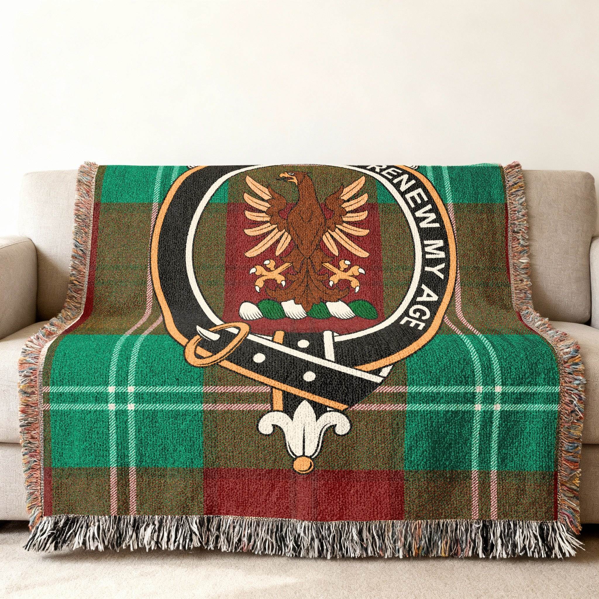 Premium Scottish Tartan Blanket with Heraldic Design